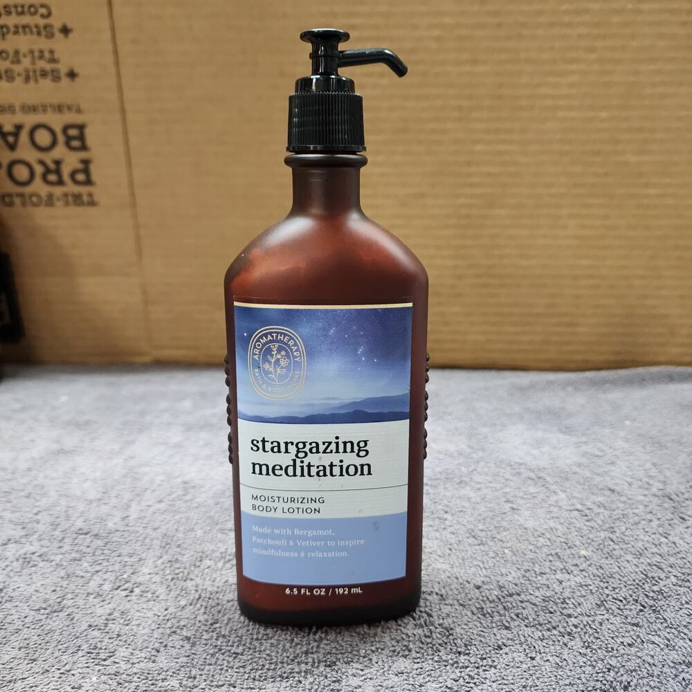 Bath & Body Works Aromatherapy Stargazing Meditation lotion glass full 6.5oz b34